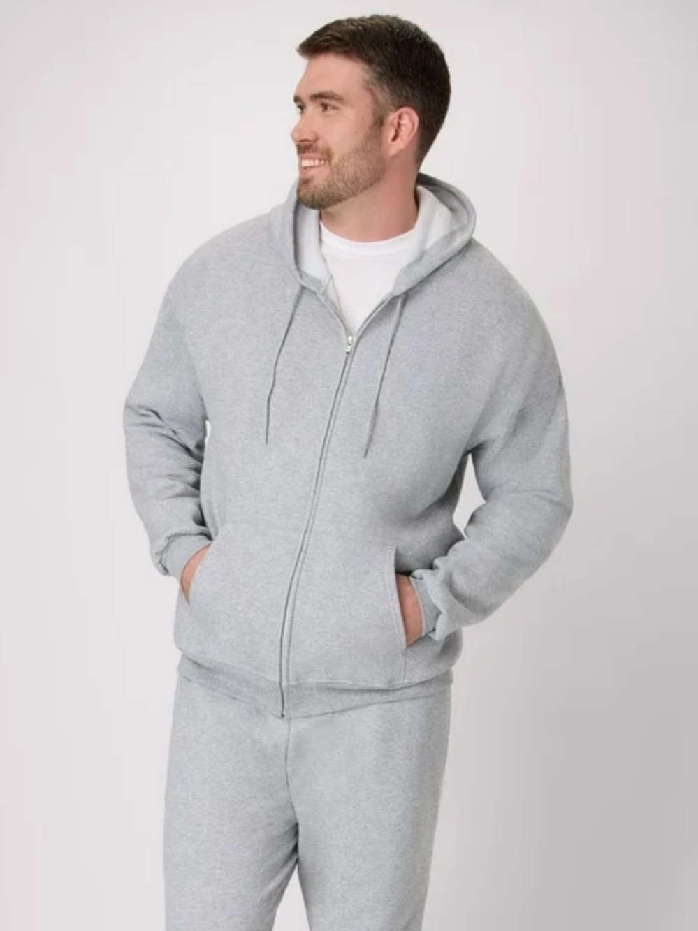 NWT Hanes Full Zip Fleece Hoodie Sweatshirt Light Steel Gray Men’s Size S